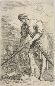 A Man Pulling a Net, with Two Figures Behind Him, from Figurine Series by Salvator Rosa