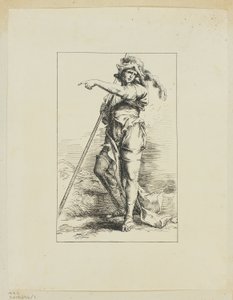 Figure with Staff Pointing by Salvator Rosa