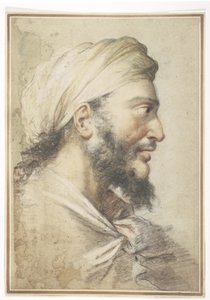 Head of a Bearded Man in Profile to the Right Wearing a Turban