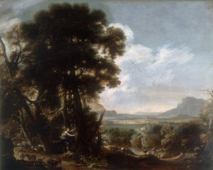 Hermina Carves the Name Tancredi on a Tree by Salvator Rosa
