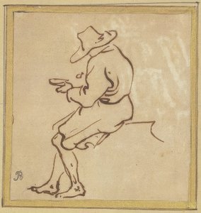 Seated Man in Profile Facing Left by Salvator Rosa