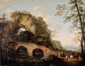 The bridge breaks (1640 approx.) by Salvator Rosa