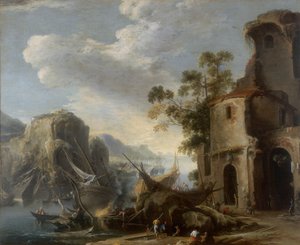 View of a Bay, Work by Salvatore Rosa