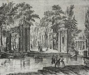 Amphitheater on Isle in Lazienki Park, Warsaw, Poland, from Poliorama Pittoresco, No. 51, July 30 by Salvatore Puglia