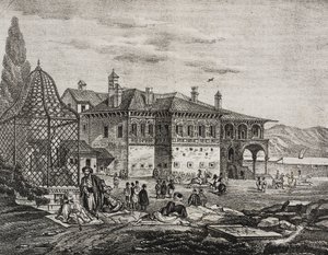 Tomb of Ali Pacha in Joannina, Greece. Lithograph by Salvatore Puglia from Poliorama Pittoresco