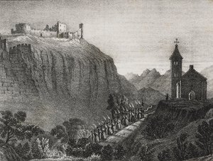 Trip to Cappelluccia, scene of Magic Lantern, collection of stories and pictures, lithograph by Salvatore Puglia from Poliorama Pittoresco by Salvatore Puglia