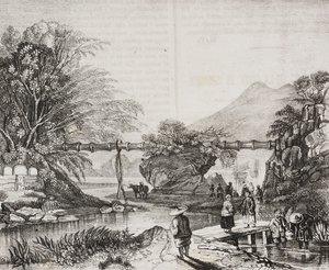 View of Hong Kong valley, China, lithograph by Salvatore Puglia from Poliorama Pittoresco by Salvatore Puglia