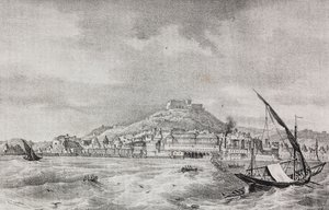 View of Naples from the sea, Campania, Italy, lithograph by Salvatore Puglia from Poliorama Pittoresco