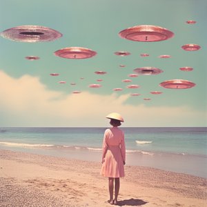 UFOs Over Pastel Beach