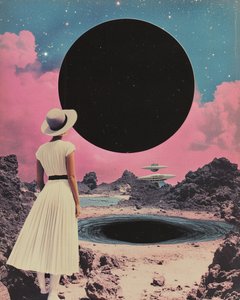 Woman Watches Cosmic Horizon