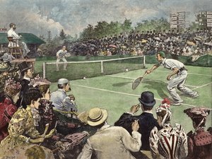 The Lawn Tennis Championship at Wimbledon 1891, Messrs W Baddeley and J Pim Competing for the Finals
