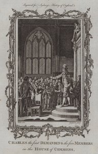 Charles the first Demanding the five Members in the House of Commons by Samuel (after) Wale