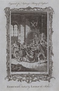 Edmund I Stabbed by Leolf the Robber by Samuel (after) Wale