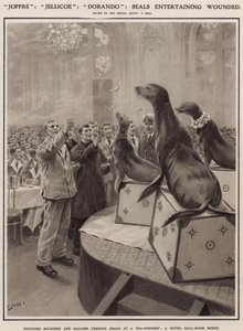 Wounded Soldiers and Sailors Feeding Seals at a Tea-Concert by Samuel Begg
