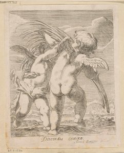 Two Putti Quarreling Over a Palm Branch (Discordia Concors) (Various Designs series) (Opera Varia Historica, Poetica & Iconologica series) by Samuel Bottschild