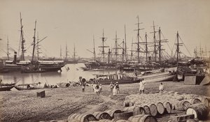 Calcutta. The Custom House Landing Place. Shipping in the River Hoogly by Samuel Bourne