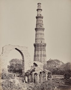 Delhi. The Qutub Minar or Tower in the Ruined City of Old Delhi by Samuel Bourne