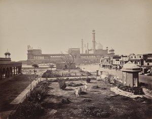 Delhi. View of North Side of the Jama Masjid in Principal Place of Worship by Samuel Bourne