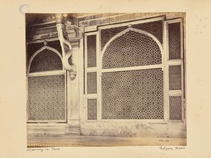 Fatehpur Sikri; Two of the Marbled Screens in the Tomb of Sheikh Salim Chishti by Samuel Bourne