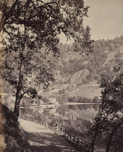 Hyree Lake. Hill Station in the Himalayas. View of Taj Lake with Assembly Rooms, Lhutse by Samuel Bourne
