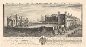 The South-West View of Battel-Abbey, in the County of Sussex by Samuel Buck
