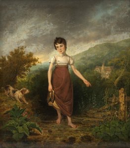 A Girl Crossing a Stream by Samuel Colman