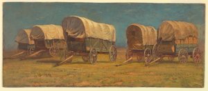 Study, Covered Wagons, possibly 1871