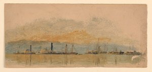 Steamers and Ships on a River