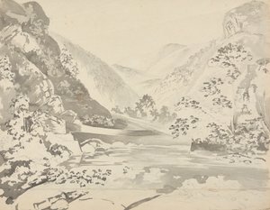 A River Scene with Mountains in the Background by Samuel Davis