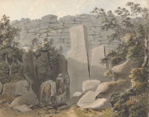 Native and Horseman by a Ruin by Samuel Davis
