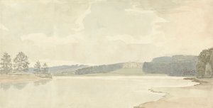 River Scene with a Country House in Distance by Samuel Davis