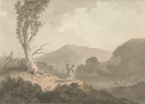 Two Men with Telescope Looking Across A River by Samuel Davis
