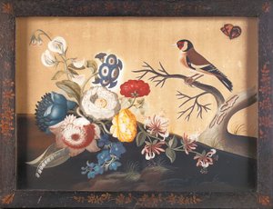 Goldfinch, with Orange Field Butterfly by Samuel Dixon