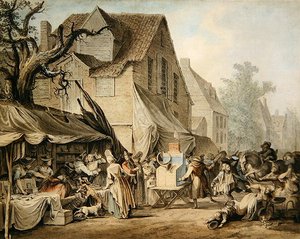 A Market Scene by Samuel Hieronymous Grimm