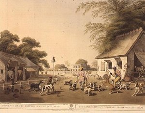 Dooreahs or Dog Keepers Leading Out Dogs, from Oriental Field Sports by Samuel Howett by Samuel Howett