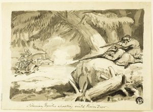 Siberian Exiles Shooting Wild Reindeer (recto); Shell (verso) by Samuel Howett