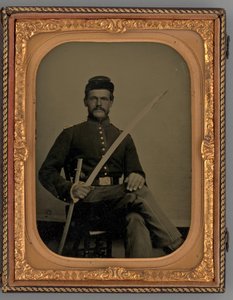 Untitled Portrait of a Seated Soldier with Sabre by Samuel J. Miller