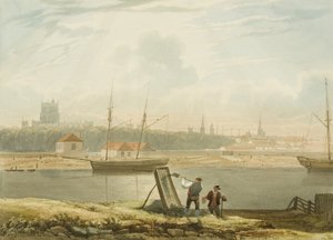 View across the Floating Harbour with the Cathedral and City Churches, c. 1825