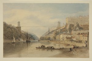 View on the Avon at Hotwells: The Proposed Suspension Bridge, c.1836 by Samuel Jackson