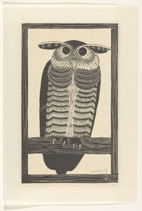 Horned owl by Samuel Jessurun de Mesquita (signed by artist)