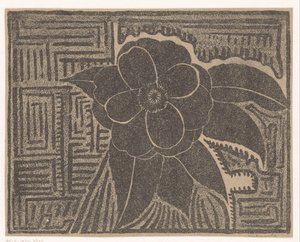 Camelia (Black; Surrounded by a Maze-like Pattern) by Samuel Jessurun de Mesquita