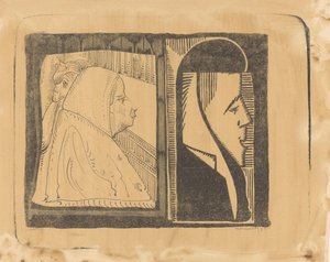 Fantasy: Two Frames, Each with a Profile Facing Right by Samuel Jessurun de Mesquita