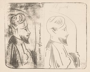 Fantasy: Twice a Man with a Beard in Profile to the Right by Samuel Jessurun de Mesquita