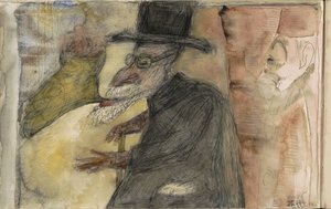 Man with a Beard, Walking Stick, and Top Hat, in Profile to the Left by Samuel Jessurun de Mesquita