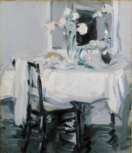 An Interior with Roses in a Vase on a Table