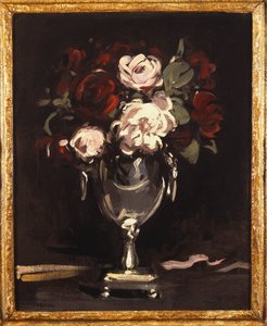 Red and White Roses in a Silver Urn by Samuel John Peploe