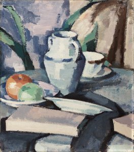Still life with Vase and Books by Samuel John Peploe