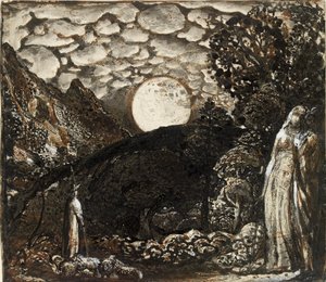 Shepherds under a Full Moon, c1829-1830 by Samuel Palmer