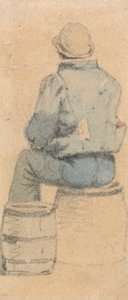 A Seated Peasant Boy Seen From Behind by Samuel Prout
