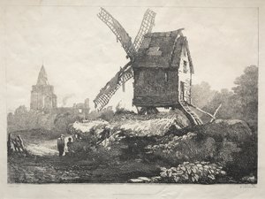At Crowland, Windmill by Samuel Prout